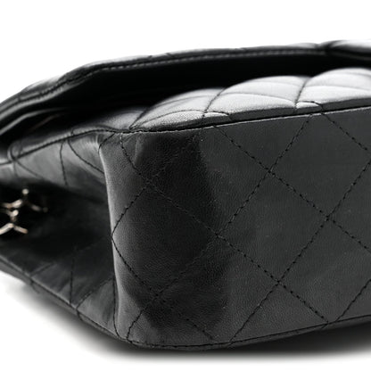 Lambskin Quilted Medium Double Flap Black