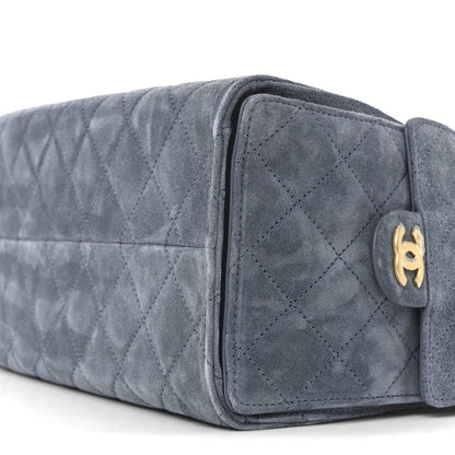 Suede Quilted Small Chanel 25 Handbag Blue