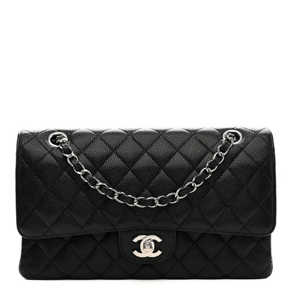 Caviar Quilted Medium Double Flap Black