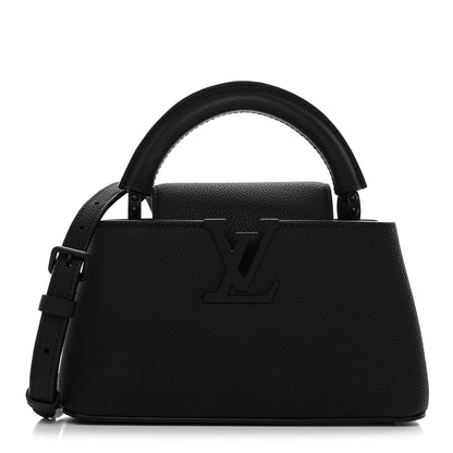Matte Taurillon Capucines East West Mini All Black
