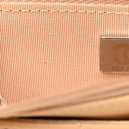 Caviar Quilted Wallet on Chain WOC Beige