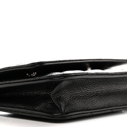 Caviar Quilted Wallet on Chain WOC Black