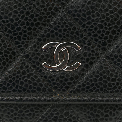 Caviar Quilted Wallet On Chain WOC Black
