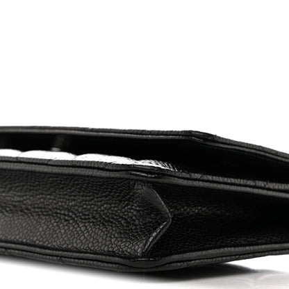 Caviar Quilted Wallet on Chain WOC Black