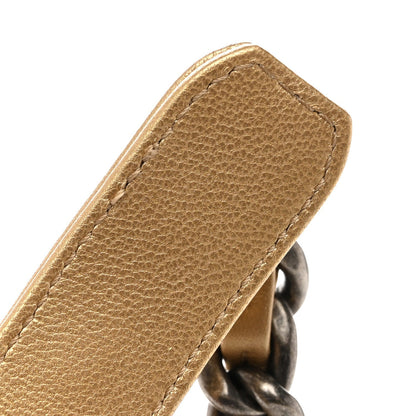 Metallic Goatskin Quilted Medium Chanel 19 Flap Gold