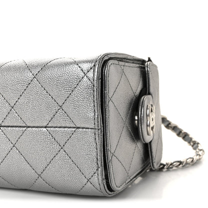 Metallic Caviar Quilted Mini Chanel 25 Handbag Anthracite