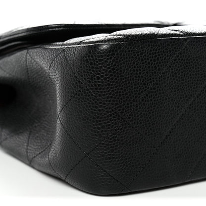 Caviar Quilted Jumbo Double Flap Black