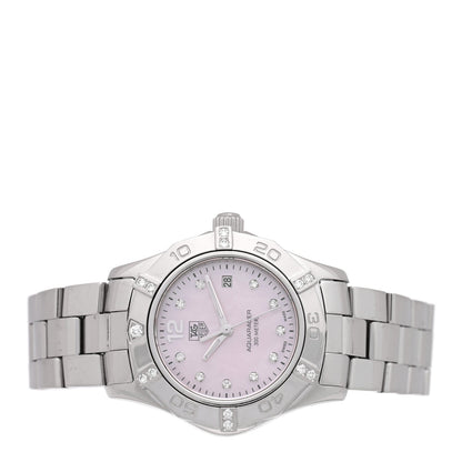 Stainless Steel Diamond Pink Mother of Pearl 27mm Aquaracer Lady Quartz Watch WAF141H