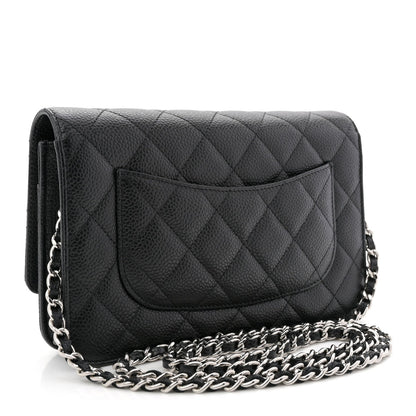 Caviar Quilted Wallet on Chain WOC Black