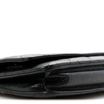 Caviar Quilted Wallet On Chain WOC Black