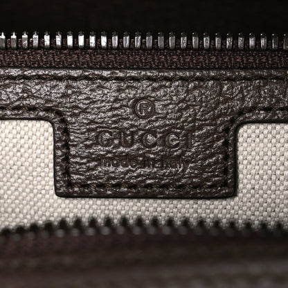 GG Supreme Monogram Textured Dollar Calfskin Web Medium Savoy Bowling Bag Beige Ebony New Acero
