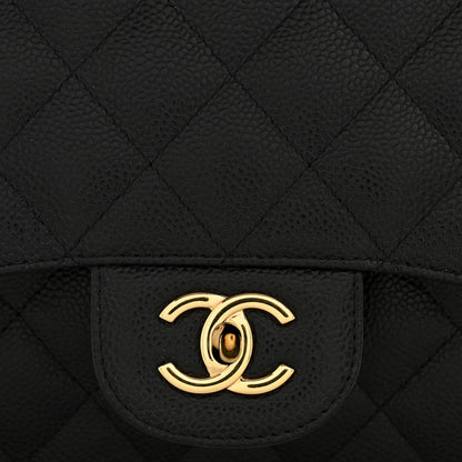 Caviar Quilted Jumbo Double Flap Black