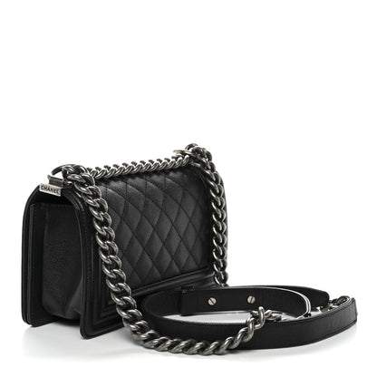 Caviar Quilted Small Boy Flap Black