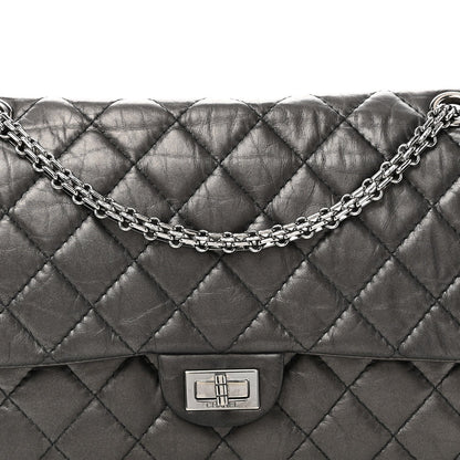 Metallic Aged Calfskin Quilted 2.55 Reissue 226 Flap Dark Grey