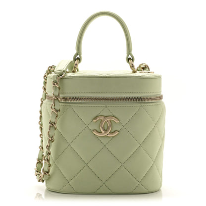 Lambskin Quilted Trendy Vanity Case Sea Green