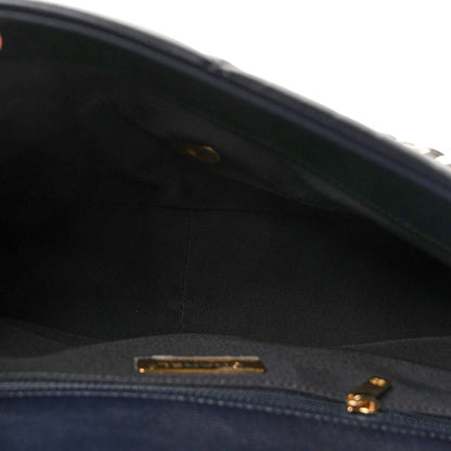Goatskin Quilted Large Chanel 19 Flap Navy Blue