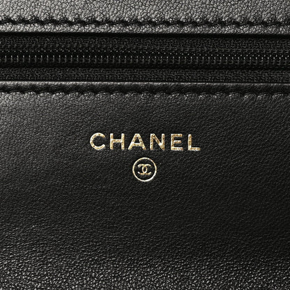 Lambskin Quilted Chanel 19 Wallet On Chain WOC Black