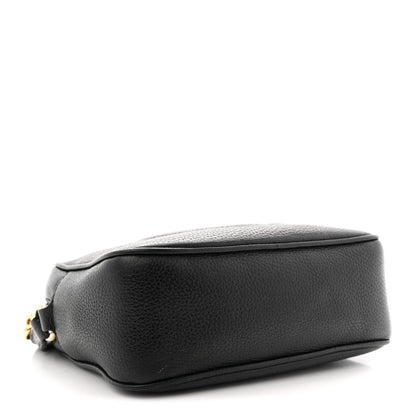 Pebbled Calfskin Small Soho Disco Bag Black