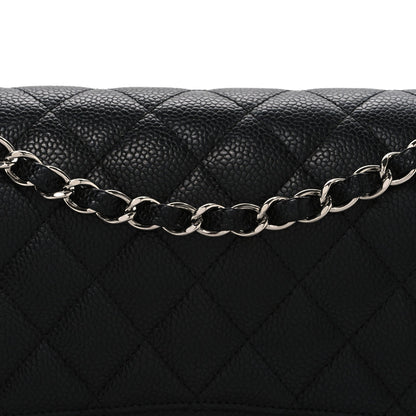 Caviar Quilted Medium Double Flap Black