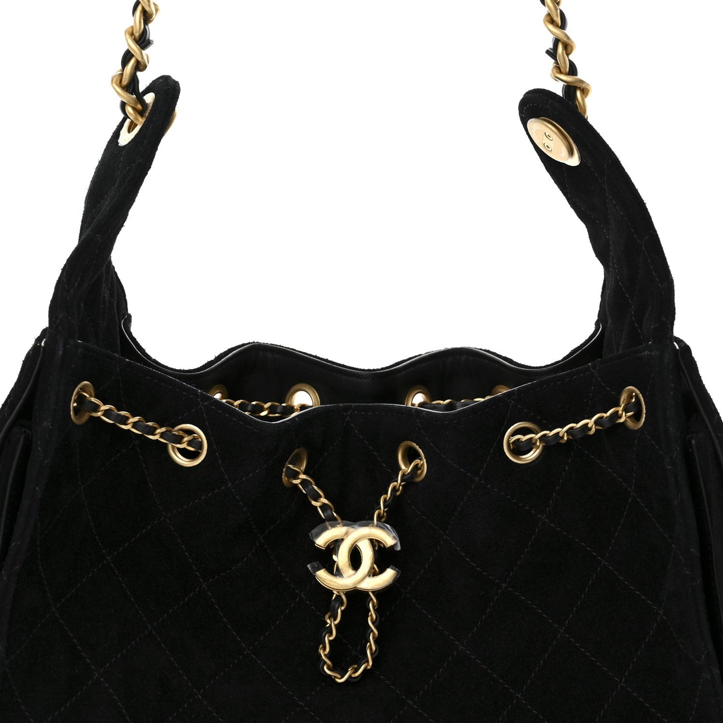 Suede Quilted Small Chanel 25 Handbag Black