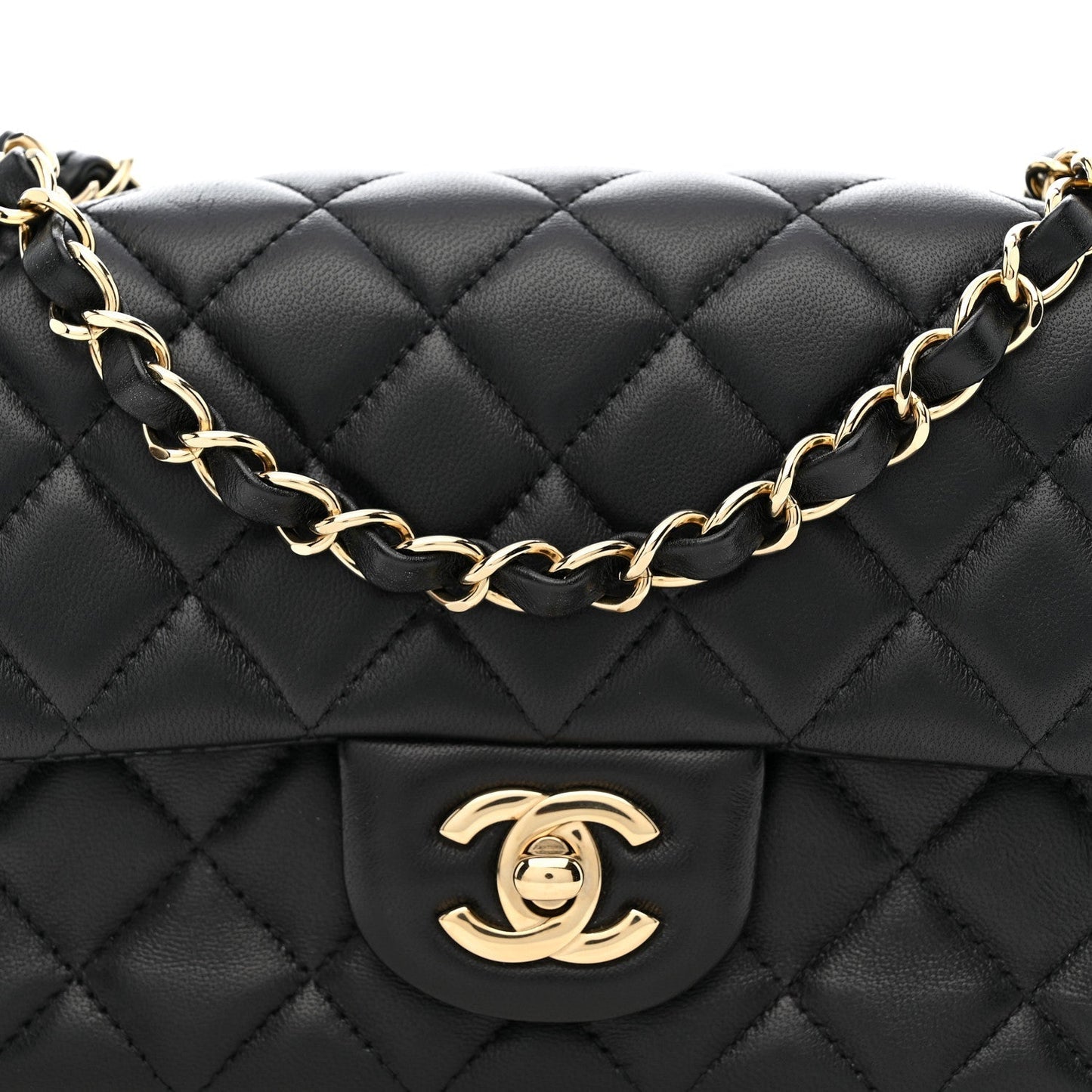 Lambskin Quilted Mini Rectangular Flap Black