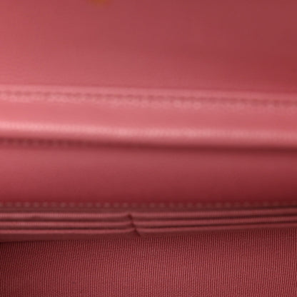Caviar Quilted Wallet on Chain WOC Pink