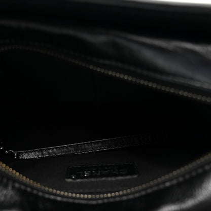 Metallic Crumpled Goatskin Quilted Small Gabrielle Hobo Black Gold