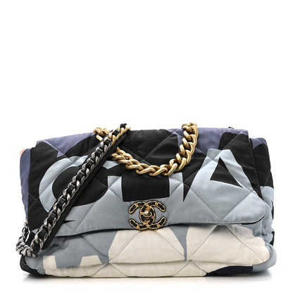 Silk Maxi Scarf Chanel 19 Flap Black Blue White