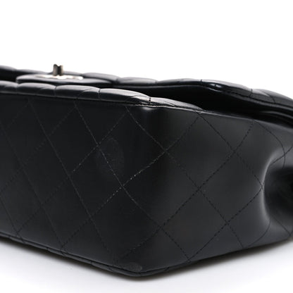 Lambskin Quilted Jumbo Double Flap Black