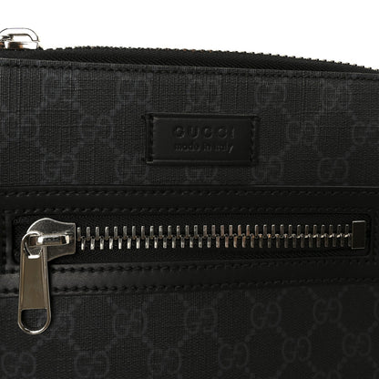 GG Supreme Monogram Web Small Flat Messenger Bag Black Grey