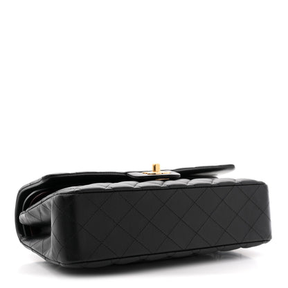 Lambskin Quilted Medium Double Flap Black
