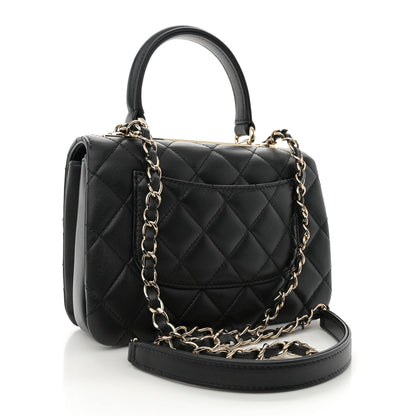 Lambskin Quilted Mini Trendy CC Dual Handle Flap Bag Black