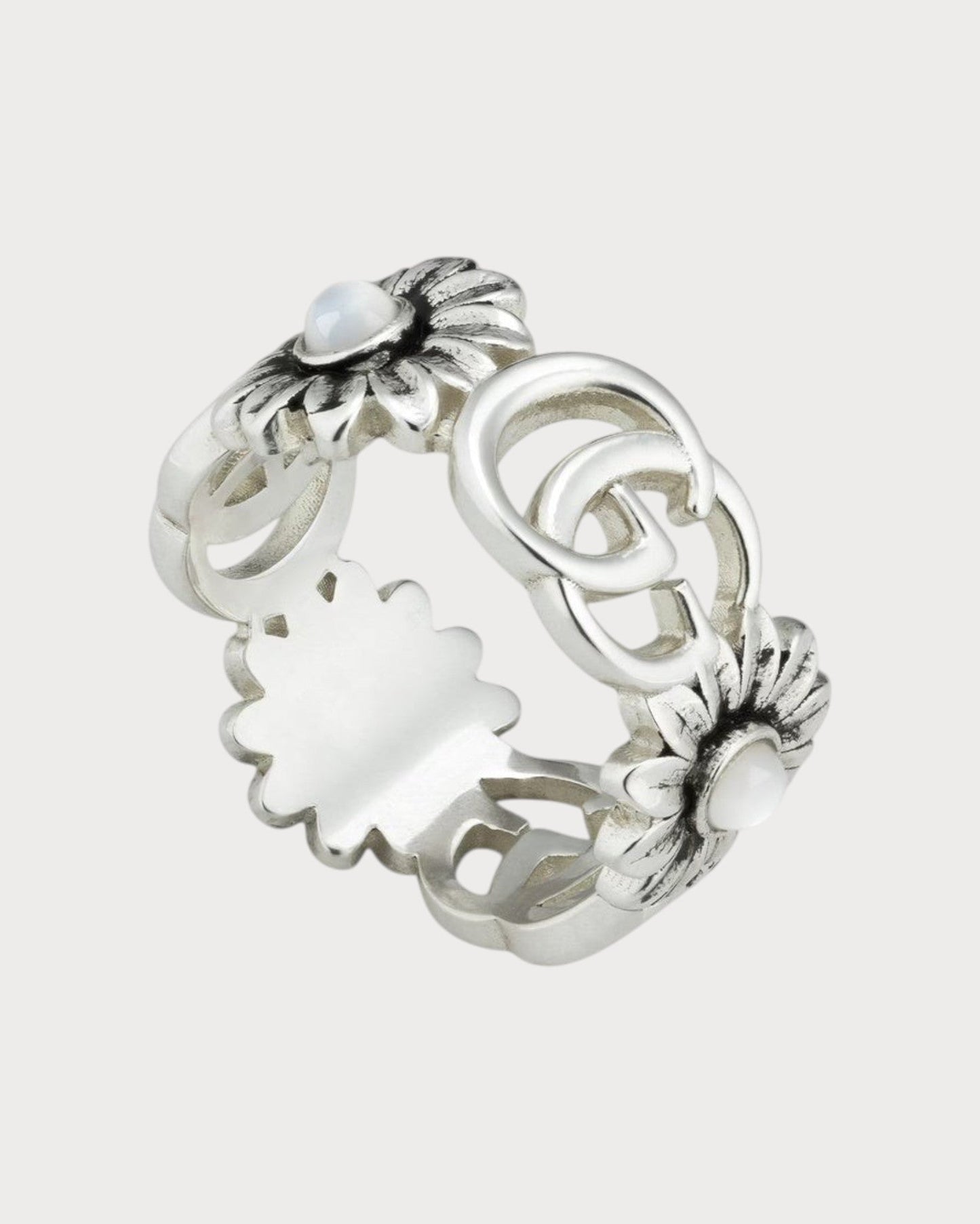 GUCCI Double G Mother of Pearl Ring 925 Silver(2 Colors)