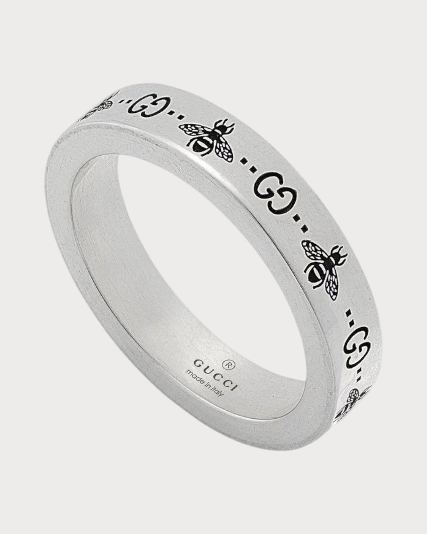 GUCCI GG and Bee Engraved Thin Ring 925(Silver)