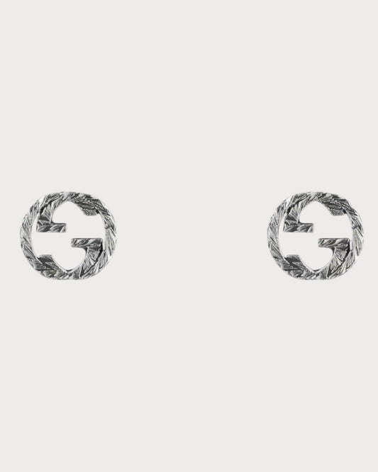 GUCCI Interlocking Stud Earrings Metal(Silver)