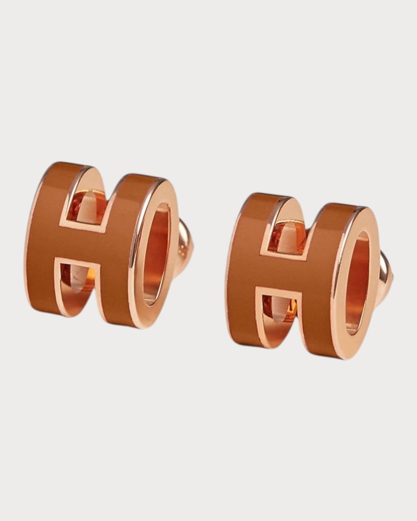 HERMES Rose Gold Pop H Earrings Metal(Mini/Many)