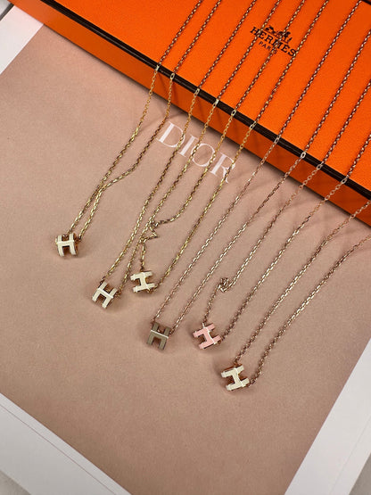 HERMES Rose Gold Pop H Necklace Metal(Many)