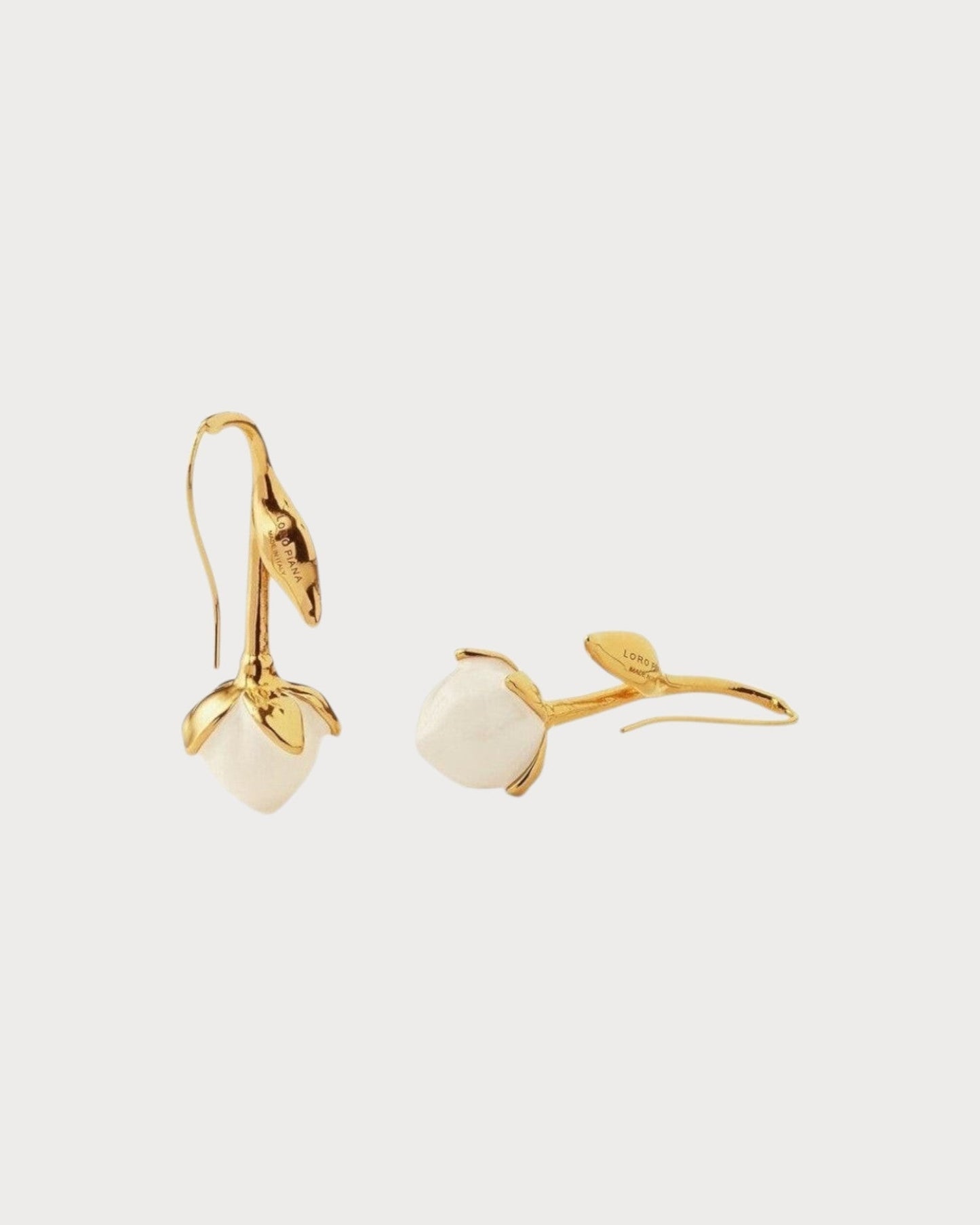 LORO PIANA Linen Flower Bud Earrings(Gold)