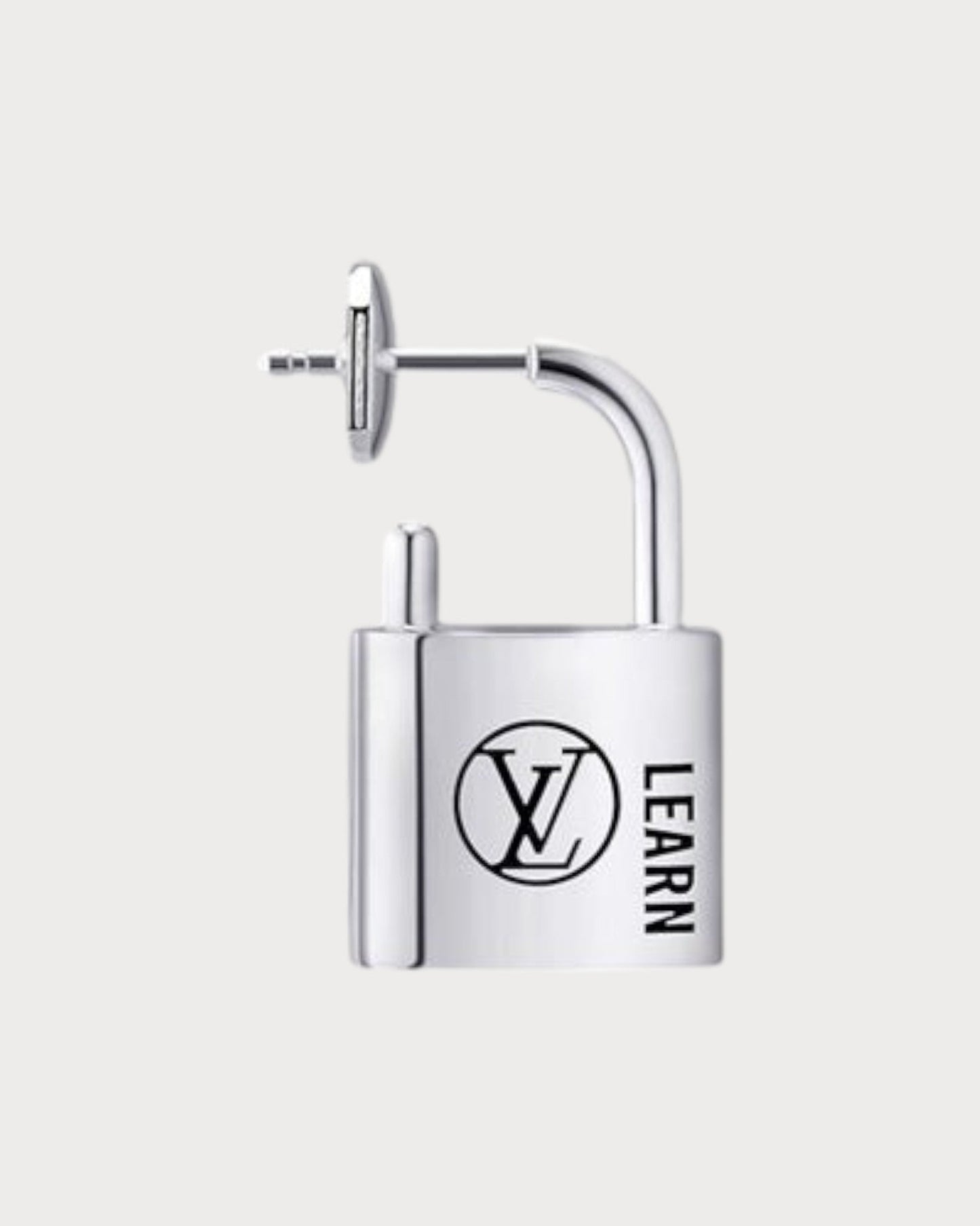 LOUIS VUITTON Q16091 Silver Lockit Earring, Sterling Silver Black Lacquered(Silver)