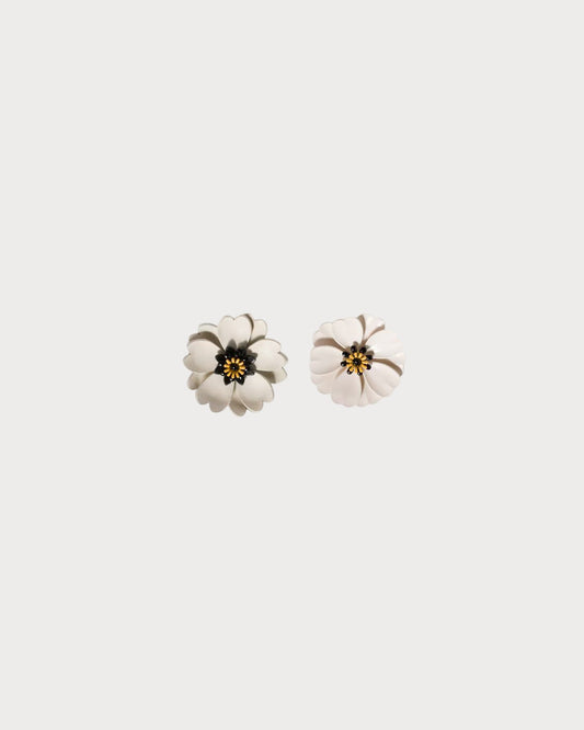 MIU MIU Metal and Leather Earrings(White)