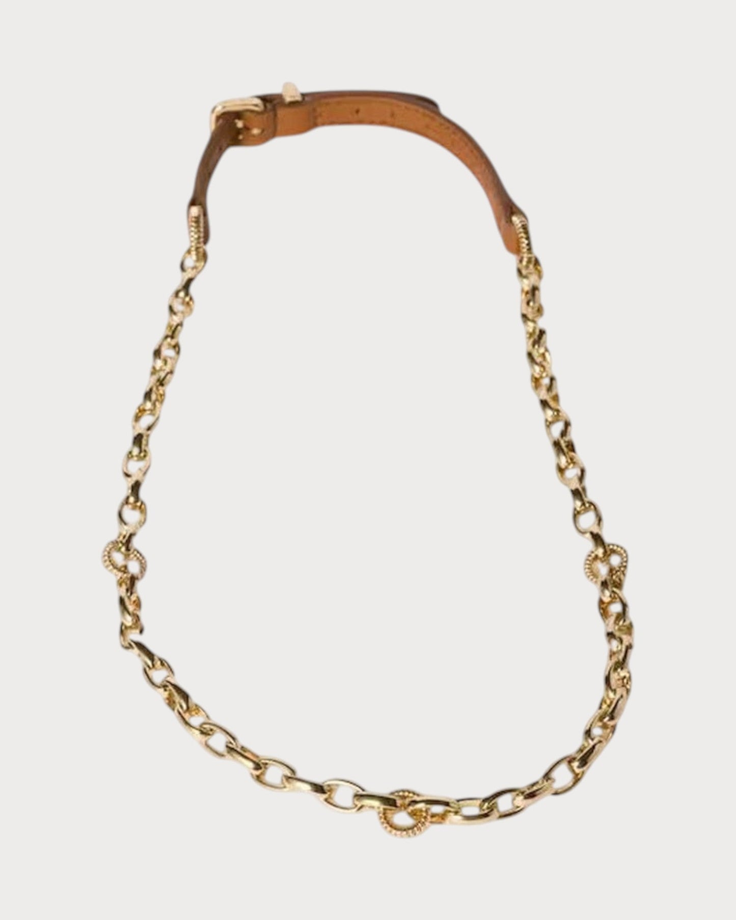 MIU MIU Metal and Leather Necklace(Gold)