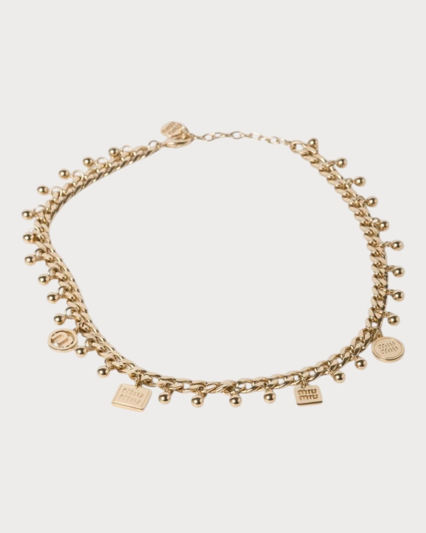 MIU MIU Metal and Synthetic Pearl Necklace(Gold)