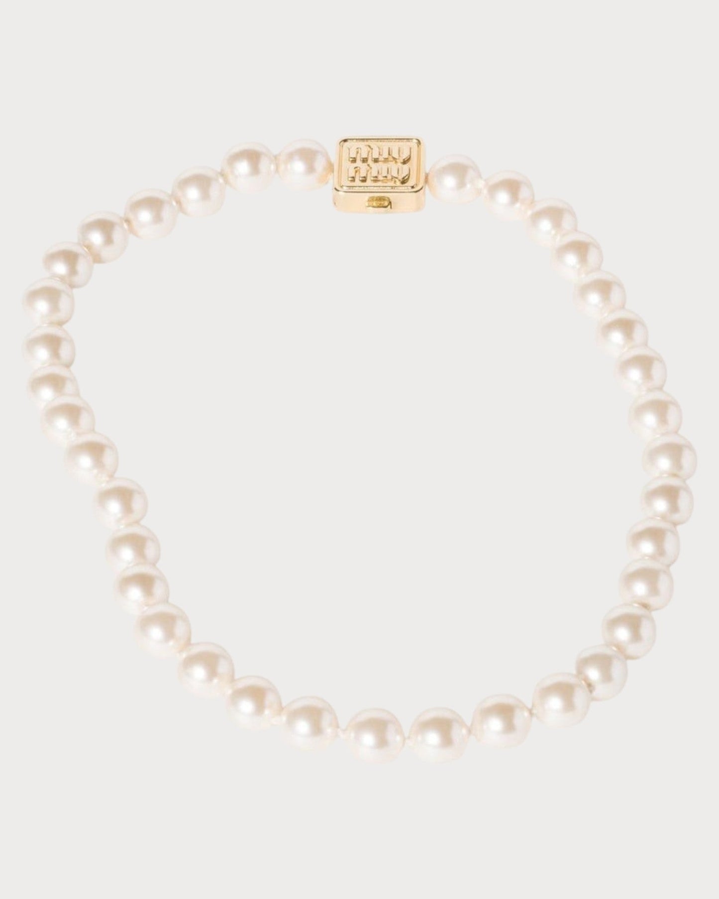 MIU MIU Metal Necklace with Synthetic Pearls(Gold)