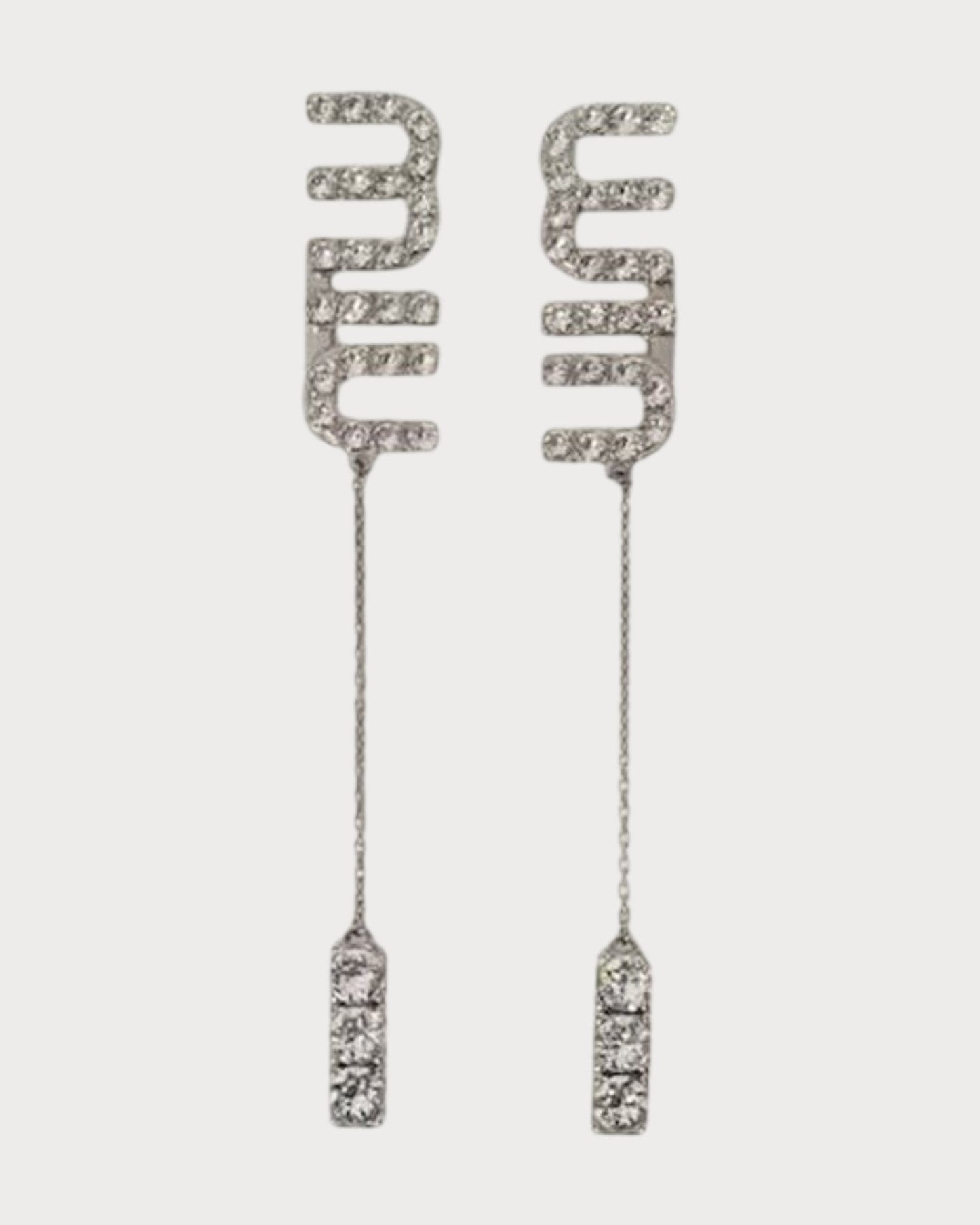 MIU MIU Pendant Earrings with Crystals(Silver)