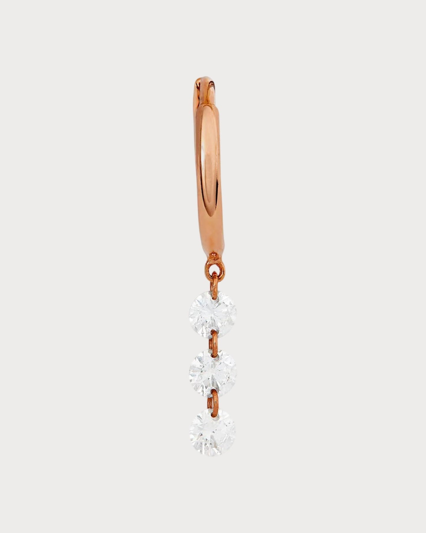 PERSEE Rose Gold and Diamond 3-Stone Single Hoop Earring(Rose Gold)