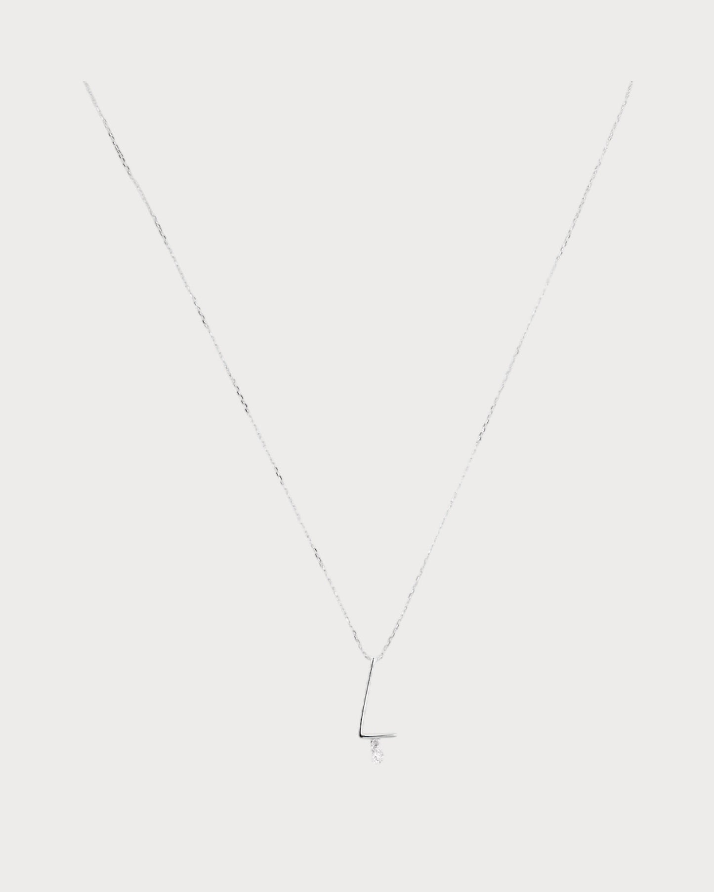 PERSEE White Gold and Diamond Alphabet L Necklace(White Gold)