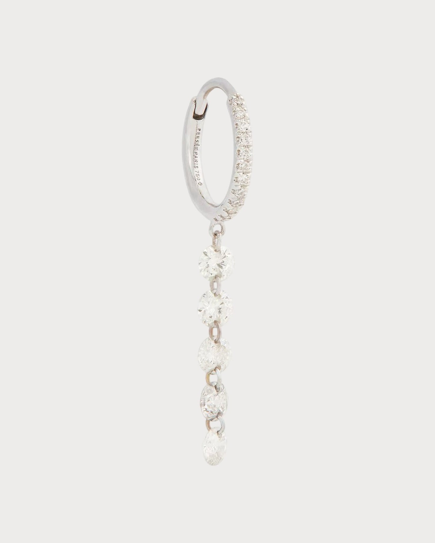 PERSEE White Gold and Diamond Circle Single Hoop Earring(White Gold)