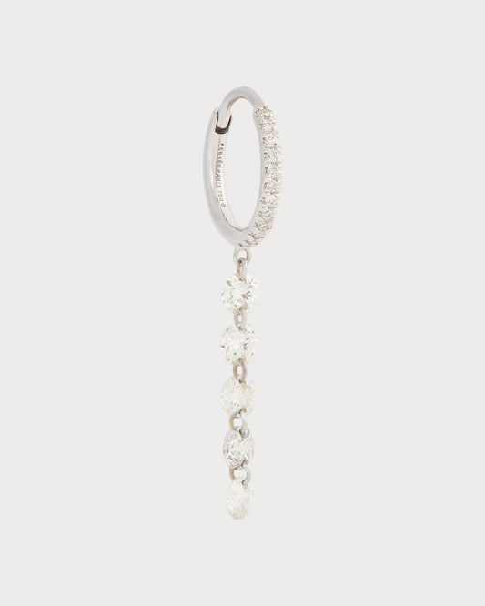 PERSEE White Gold and Diamond Circle Single Hoop Earring(White Gold)