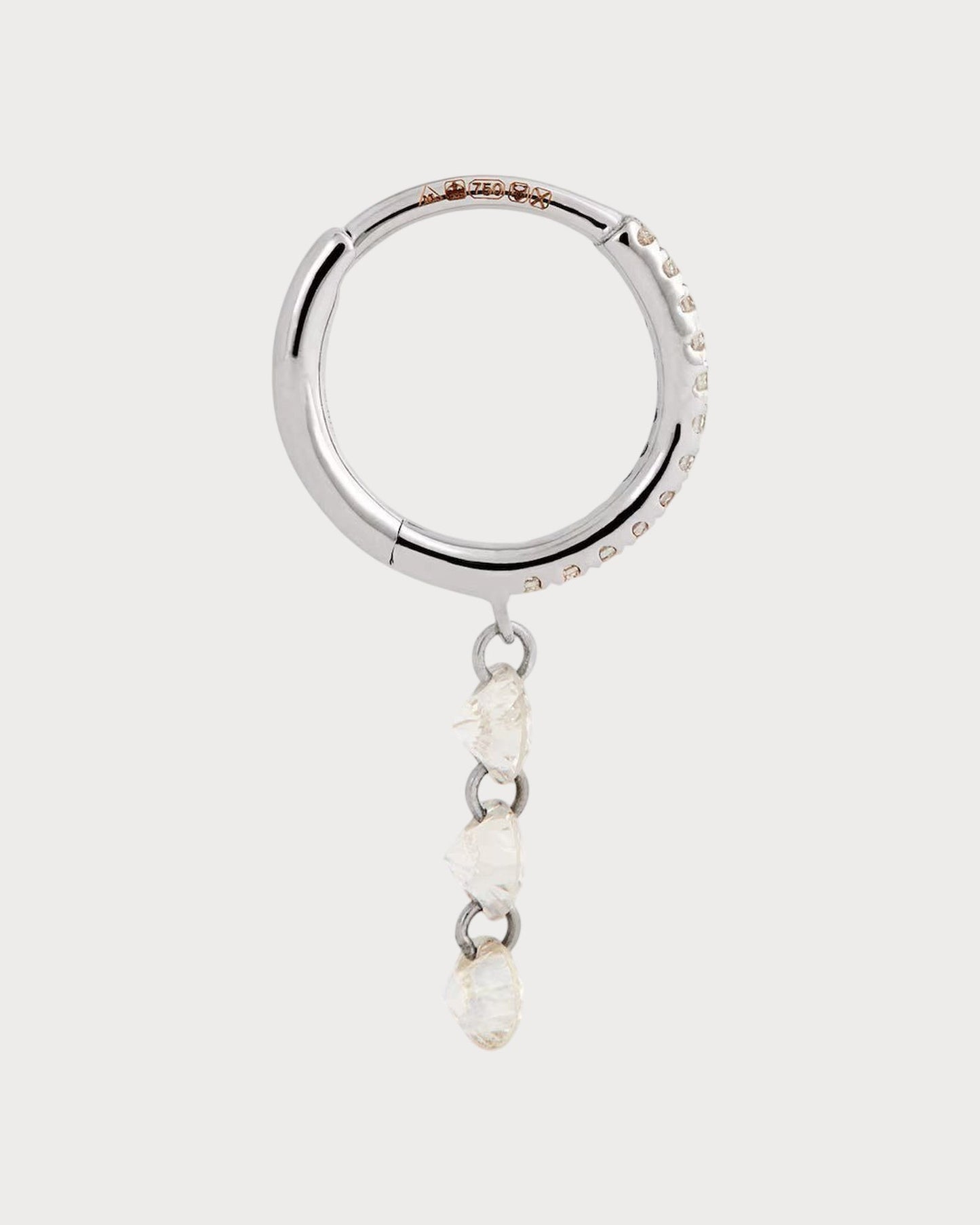 PERSEE White Gold and Diamond Danae Single Hoop Earring(White Gold)