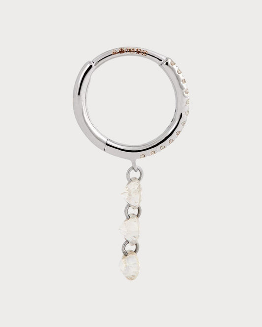 PERSEE White Gold and Diamond Danae Single Hoop Earring(White Gold)